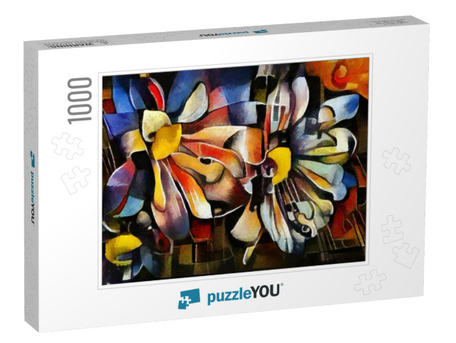 A Bouquet of Beautiful Flowers in a Modern Style & Cubism... Jigsaw Puzzle with 1000 pieces