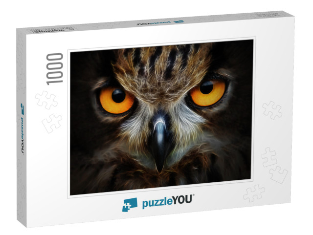 Fractals Background Owl Portrait Animal... Jigsaw Puzzle with 1000 pieces