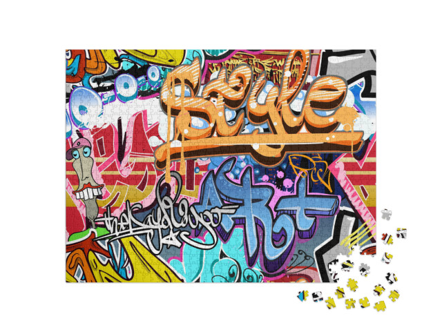 Graffiti Wall. Urban Art Background. Seamless Hip Hop Tex... Jigsaw Puzzle with 1000 pieces