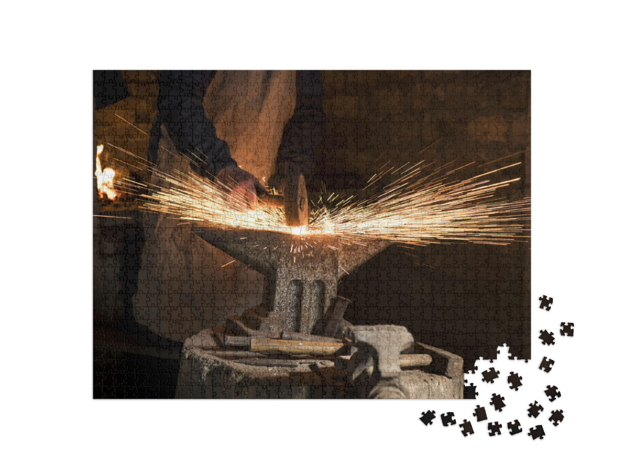 The Blacksmith Manually Forging the Molten Metal on the A... Jigsaw Puzzle with 1000 pieces