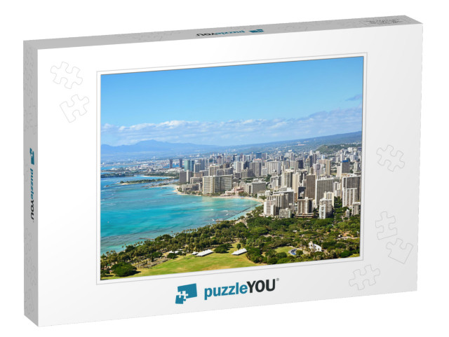 Honolulu & Waikiki Beach on Oahu Hawaii. View from the Fa... Jigsaw Puzzle