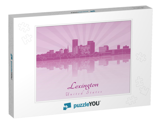 Lexington Skyline in Purple Radiant Orchid in Editable Ve... Jigsaw Puzzle