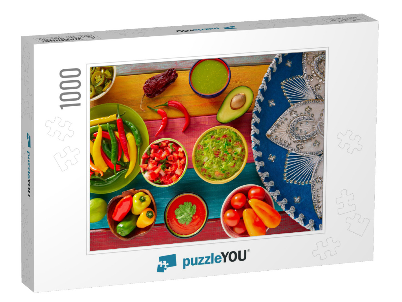 Mexican Food Mixed Guacamole Nachos Chili Sauce Dipping C... Jigsaw Puzzle with 1000 pieces