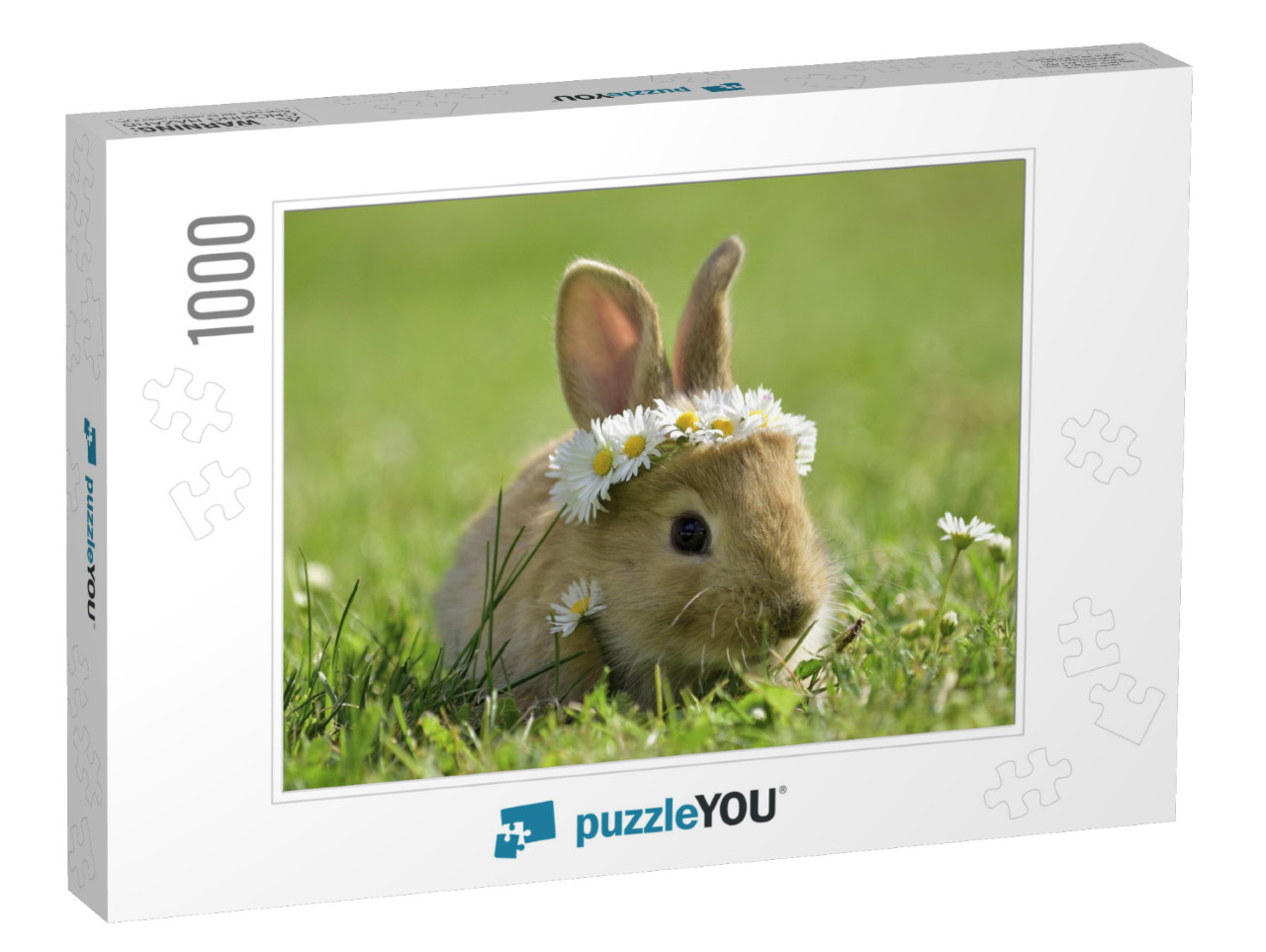 Bunny in Grass, Daisy Coronet, Spring & Easter... Jigsaw Puzzle with 1000 pieces