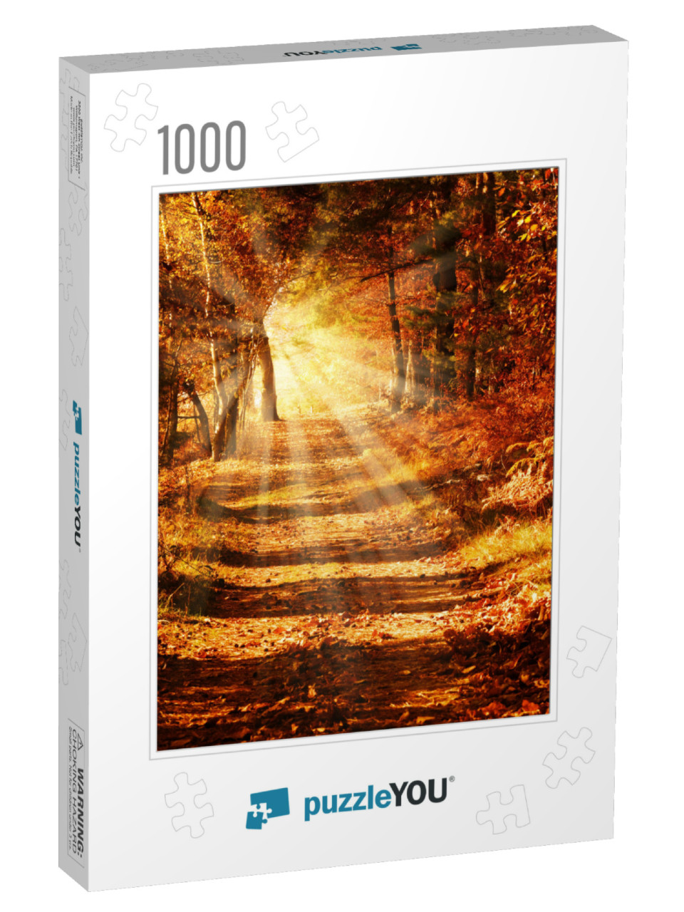 Sunbeams on a Forest Path in Golden Autumn... Jigsaw Puzzle with 1000 pieces