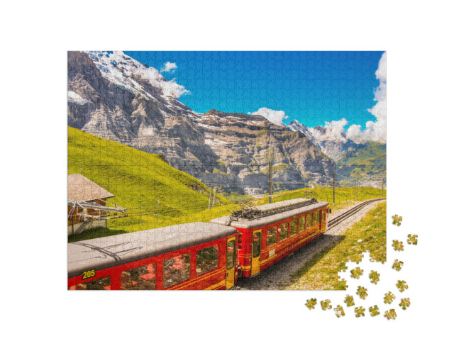 The Jungfraubahn Train Transporting Tourists to Jungfrauj... Jigsaw Puzzle with 1000 pieces