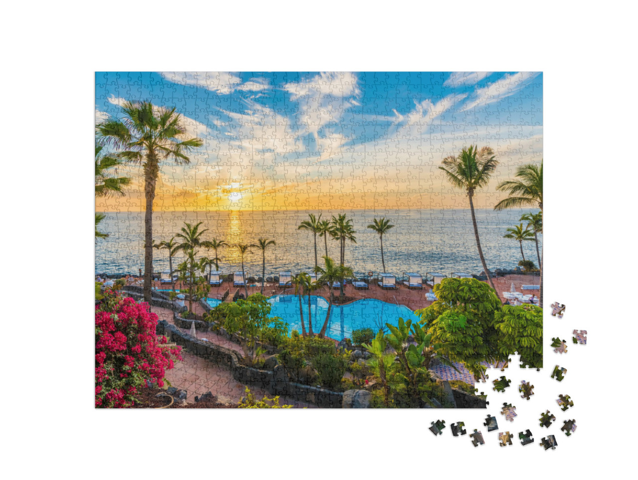 Sunset on the Adeje Coast, Tenerife, Spain... Jigsaw Puzzle with 1000 pieces