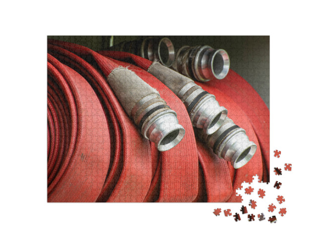 Fire Hose on Fire Engine in the Uk... Jigsaw Puzzle with 1000 pieces