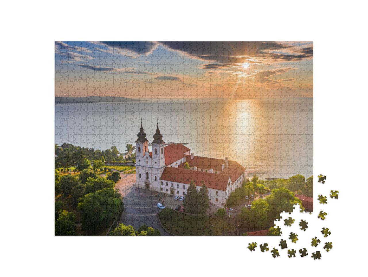 Tihany, Hungary - Aerial Skyline View of the Famous Bened... Jigsaw Puzzle with 1000 pieces