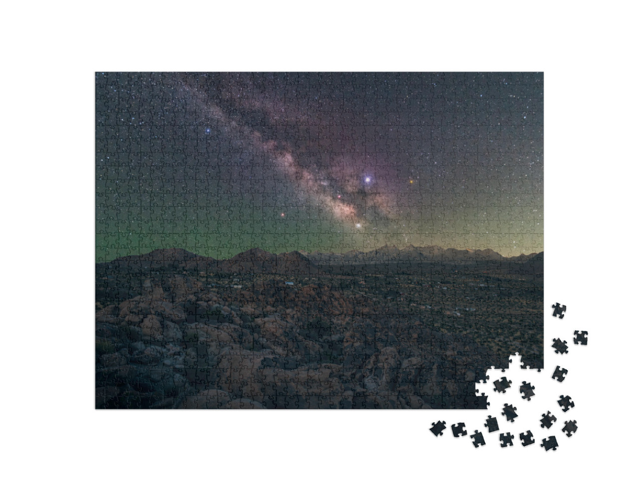 Joshua Tree National Park Galaxy Sky Night Beautiful Epic... Jigsaw Puzzle with 1000 pieces