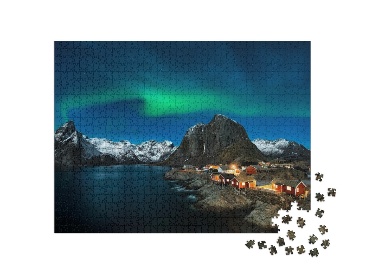 Traditional Norwegian Fishing Cottages, Huts, Island Hamn... Jigsaw Puzzle with 1000 pieces