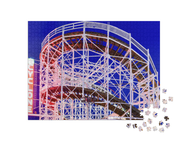 Cyclone Rollercoaster in Coney Island, Brooklyn, New York... Jigsaw Puzzle with 1000 pieces