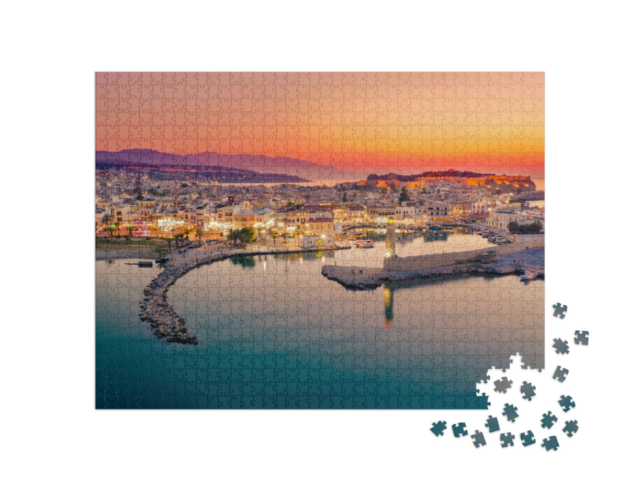 Rethymno City At Crete Island in Greece. the Old Venetian... Jigsaw Puzzle with 1000 pieces