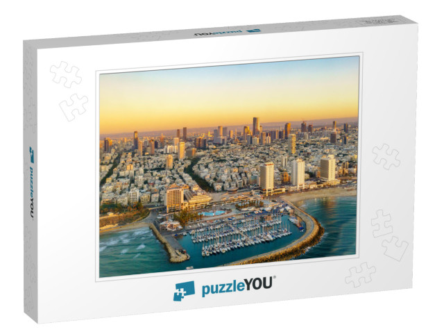 Aerial Sun Set View of Mediterranean Seashore of Tel Aviv... Jigsaw Puzzle