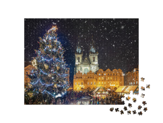 Beautiful View to the Old Town Square of Prague During Ni... Jigsaw Puzzle with 1000 pieces