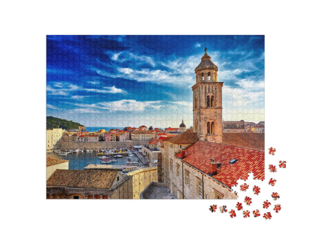 The Amazing Panorama Dubrovnik Old Town Roofs At Sunset... Jigsaw Puzzle with 1000 pieces