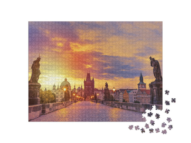 View of Charles Bridge in Prague During Sunset, Czech Rep... Jigsaw Puzzle with 1000 pieces