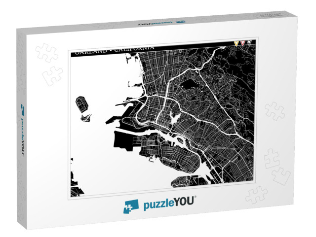 Simple Map of Oakland, California, Usa. Black & White Ver... Jigsaw Puzzle