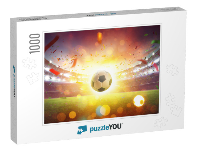 Floating Soccer Ball At the Football Stadium with Smoke &... Jigsaw Puzzle with 1000 pieces