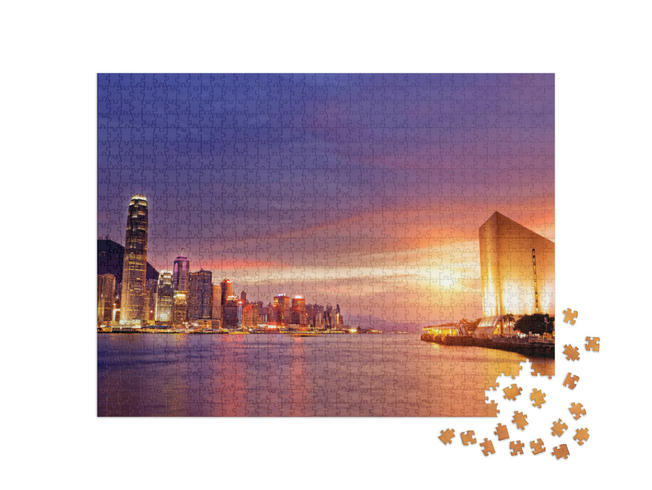 Beautiful Hong Kong Cityscape At Sunset, Hong Kong City... Jigsaw Puzzle with 1000 pieces