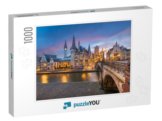 Ghent, Belgium Old Town Cityscape from the Graslei Are At... Jigsaw Puzzle with 1000 pieces