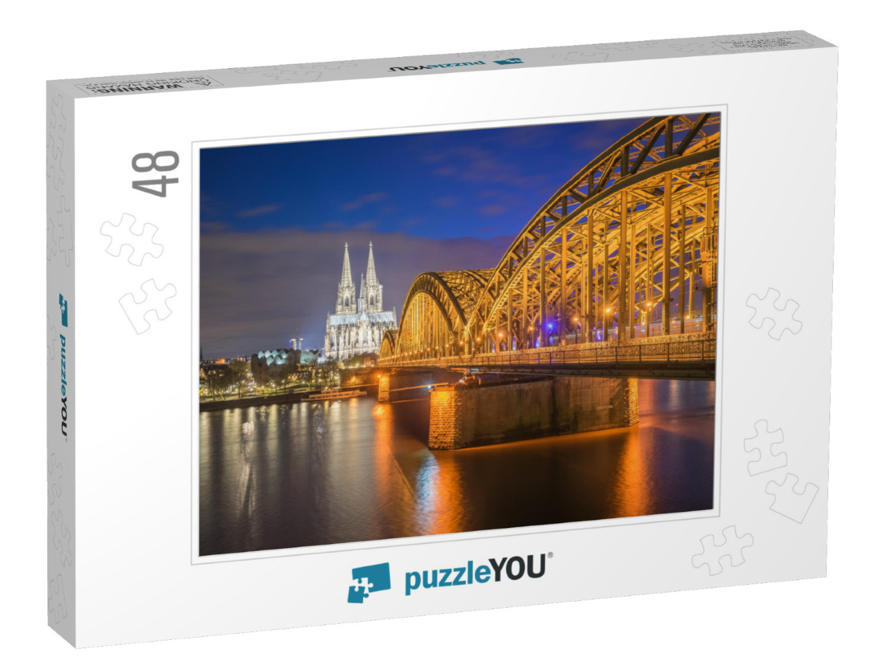 Night View of Cologne Cathedral in Cologne, Germany... Jigsaw Puzzle with 48 pieces