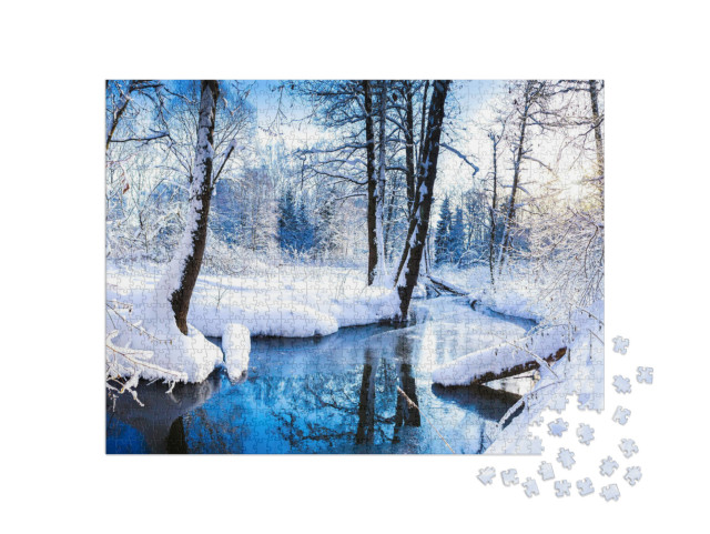 Winter Forest River Landscape in Snow Nature... Jigsaw Puzzle with 1000 pieces