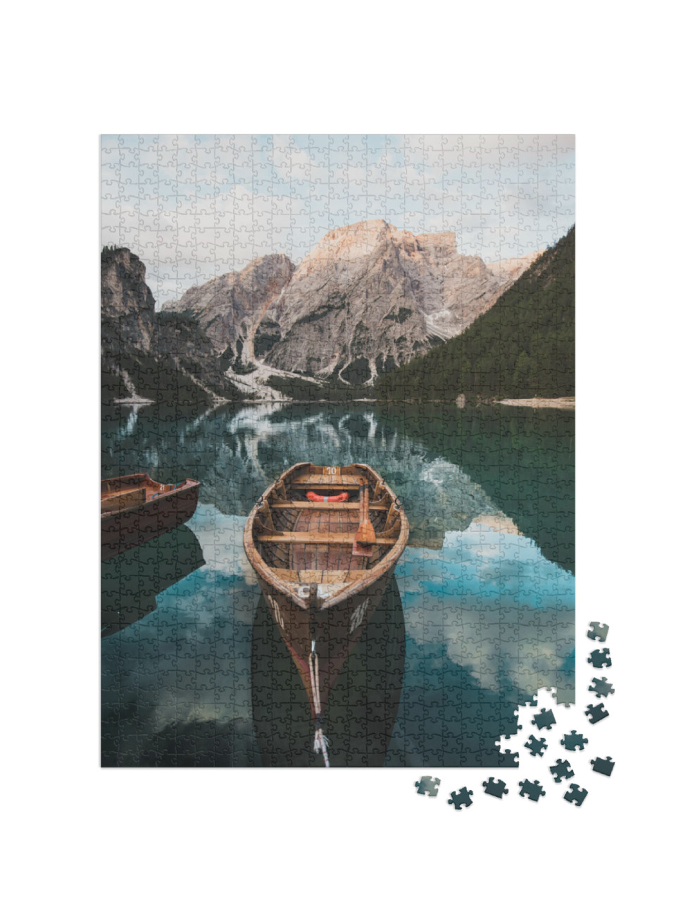 The Lago Di Braies in Italy... Jigsaw Puzzle with 1000 pieces