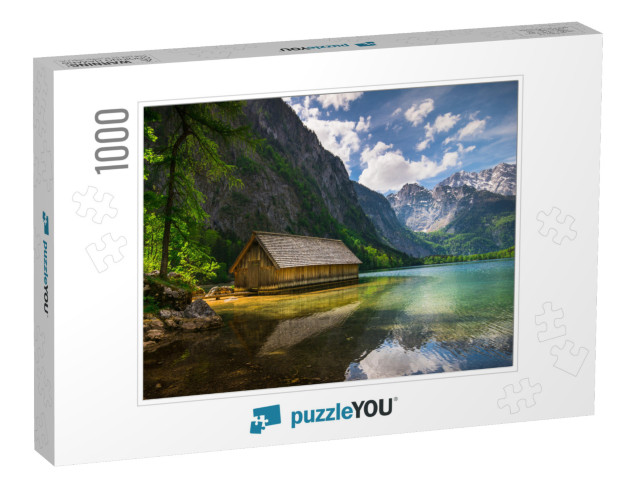 Lonely Wooden Hut on a Mountain Lake... Jigsaw Puzzle with 1000 pieces