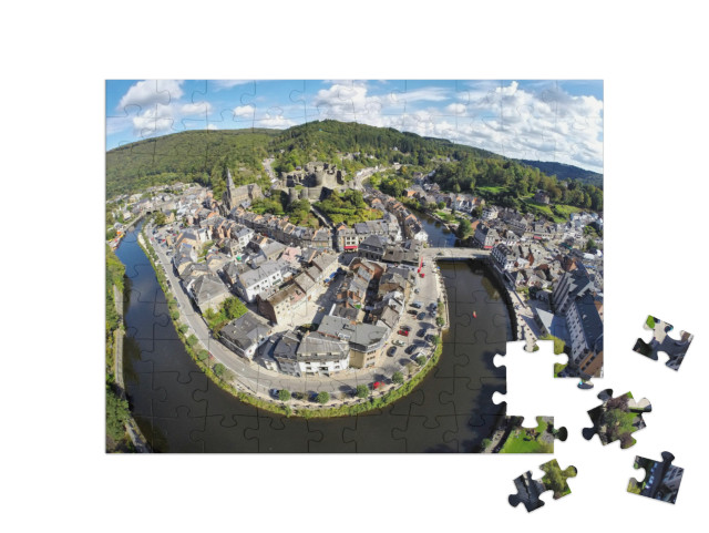 Aerial View on Belgian City La Roche-En-Ardenne with Rive... Jigsaw Puzzle with 100 pieces