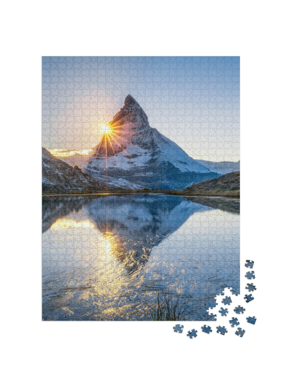 Riffelsee & Matterhorn Mountain in Swiss, Canton of Valai... Jigsaw Puzzle with 1000 pieces