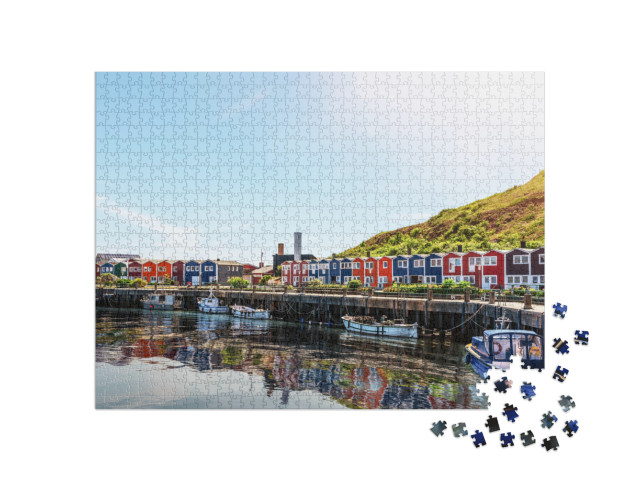 Typical Colorful Houses At Waterfront on Helgoland Island... Jigsaw Puzzle with 1000 pieces