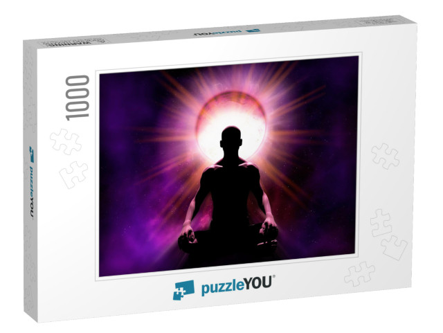 Universal Psychic Mind Power of Meditation. the Silhouett... Jigsaw Puzzle with 1000 pieces