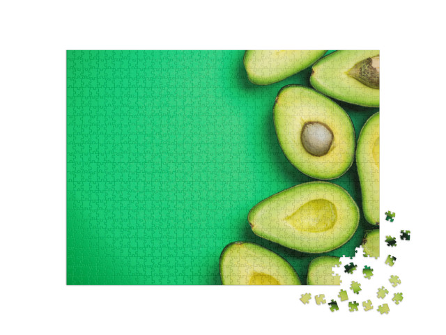 Avocado on Pastel Background, Creative Food Concept... Jigsaw Puzzle with 1000 pieces