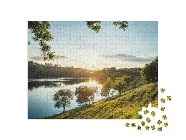 Evening Mood At the Weinfelder Maar Totenmaar in the Eife... Jigsaw Puzzle with 1000 pieces