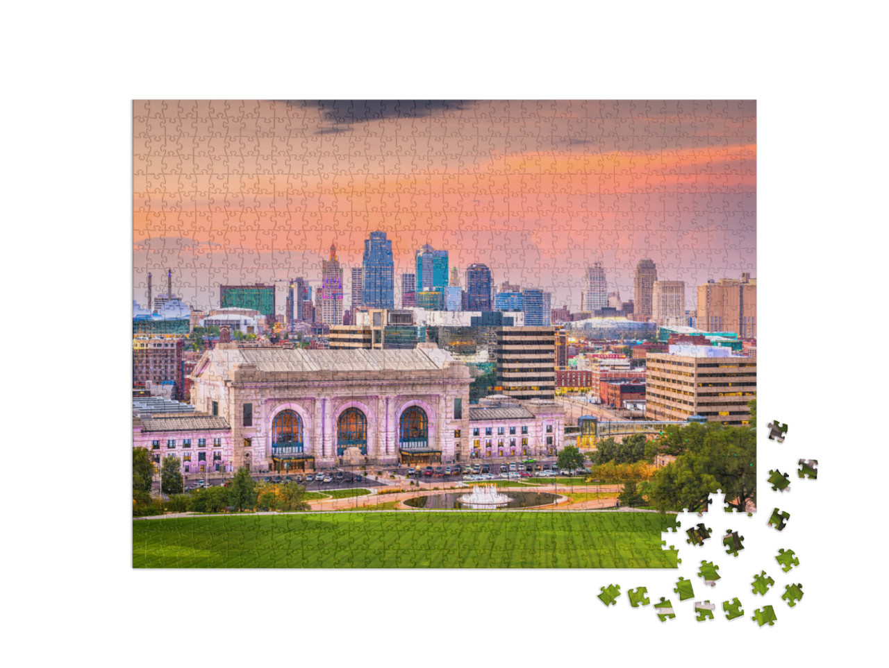 Kansas City, Missouri, USA Downtown Skyline with Union Sta... Jigsaw Puzzle with 1000 pieces