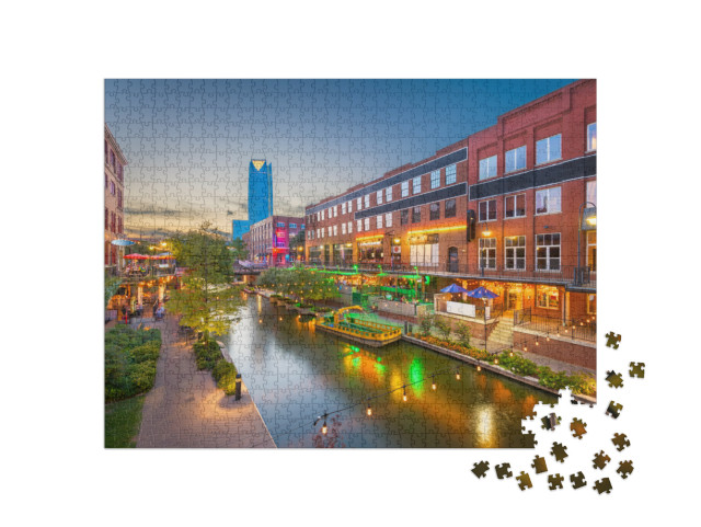 Oklahoma City, Oklahoma, USA Cityscape in Bricktown At Dus... Jigsaw Puzzle with 1000 pieces