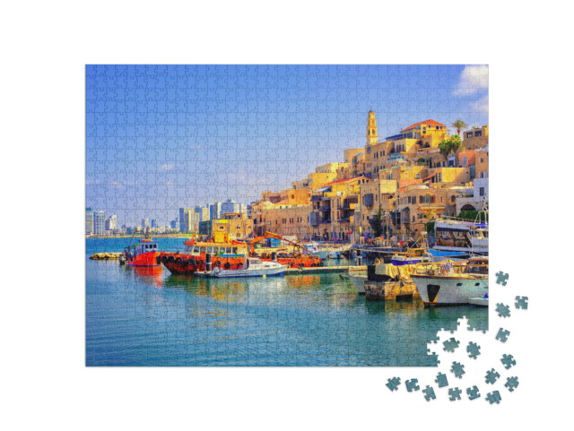 Old Town & Port of Jaffa & Modern Skyline of Tel Aviv Cit... Jigsaw Puzzle with 1000 pieces