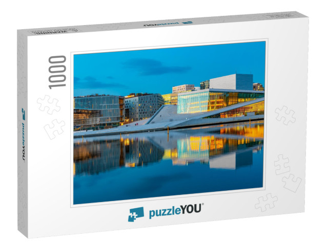 Night View of Opera House in Oslo, Norway... Jigsaw Puzzle with 1000 pieces