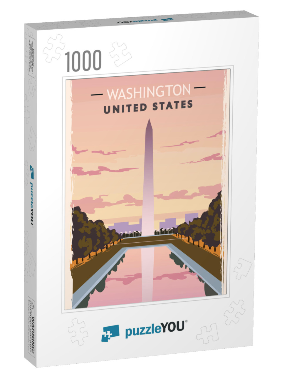 Washington Monument Retro Poster. USA Washington Travel Il... Jigsaw Puzzle with 1000 pieces