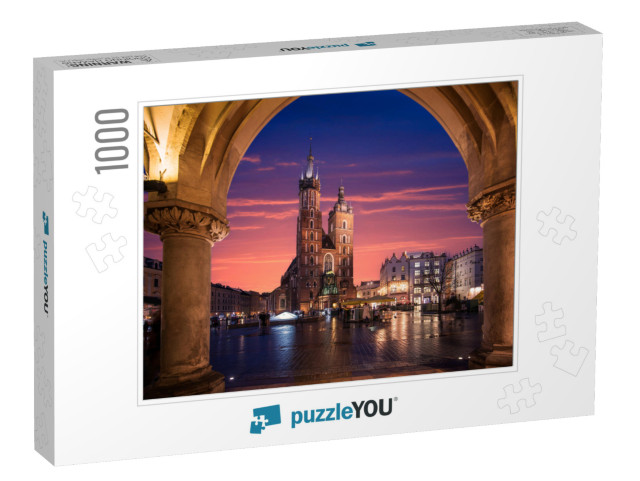 St Mary's Basilica Mariacki Church in the Old Town of Kra... Jigsaw Puzzle with 1000 pieces