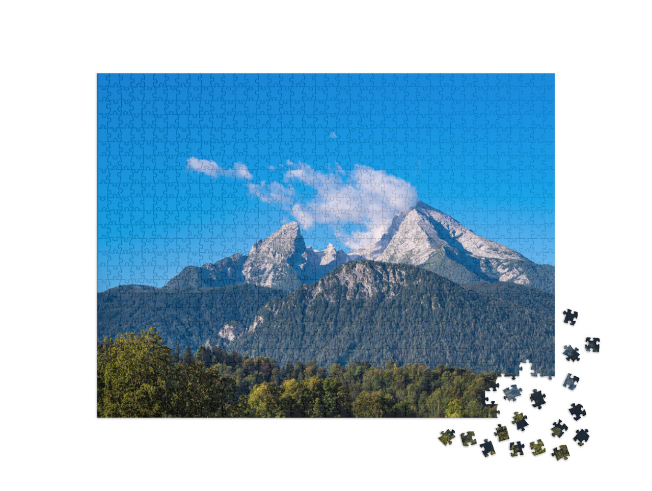 Landscape with the Mountain Watzmann in the Berchtesgaden... Jigsaw Puzzle with 1000 pieces