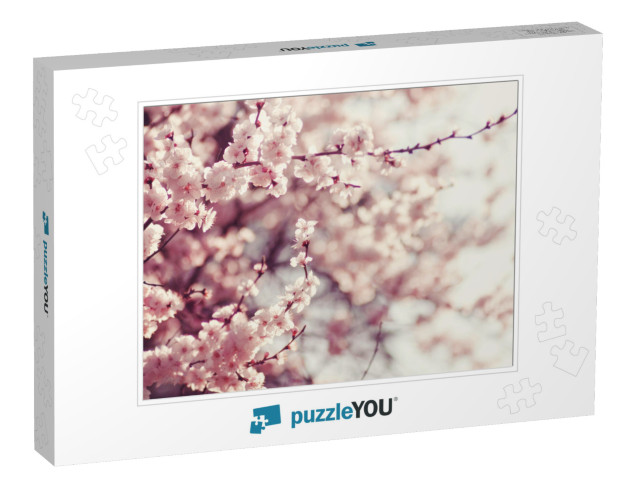 Spring Cherry Blossoms, Pink Flowers... Jigsaw Puzzle