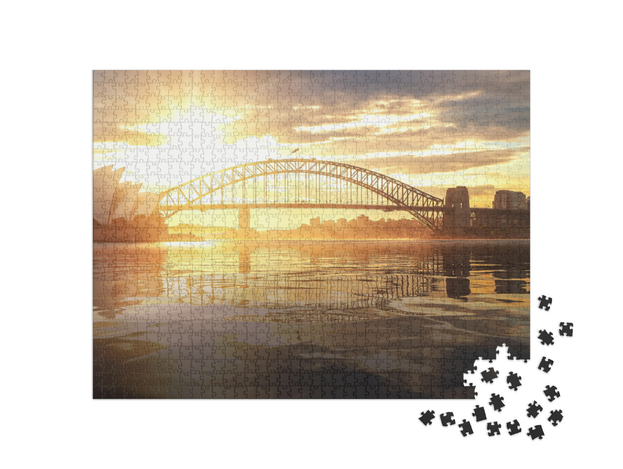 Cityscape of Sydney Harbor & Bridge with Morning Sunrise... Jigsaw Puzzle with 1000 pieces