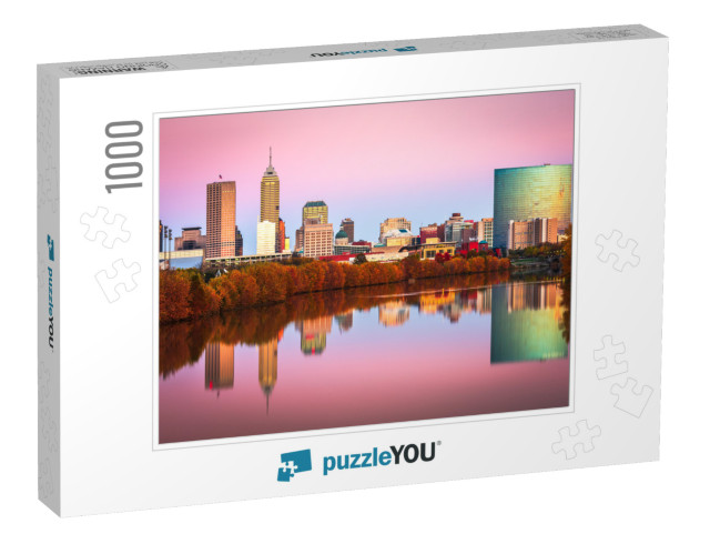 Indianapolis, Indiana, USA Skyline on the White River At D... Jigsaw Puzzle with 1000 pieces