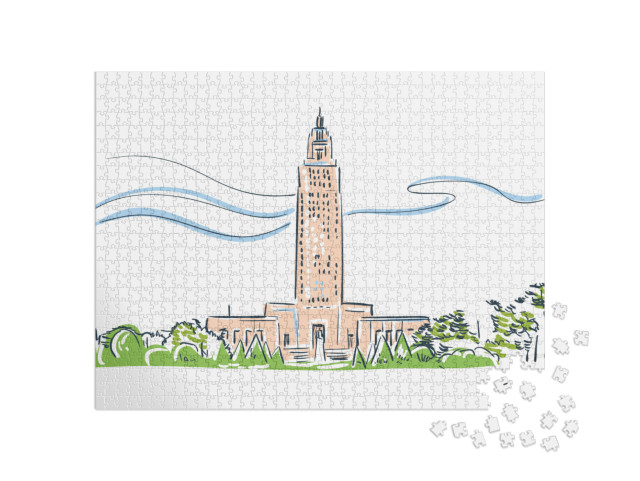 Baton Rouge Louisiana USA America Vector Sketch City Illus... Jigsaw Puzzle with 1000 pieces