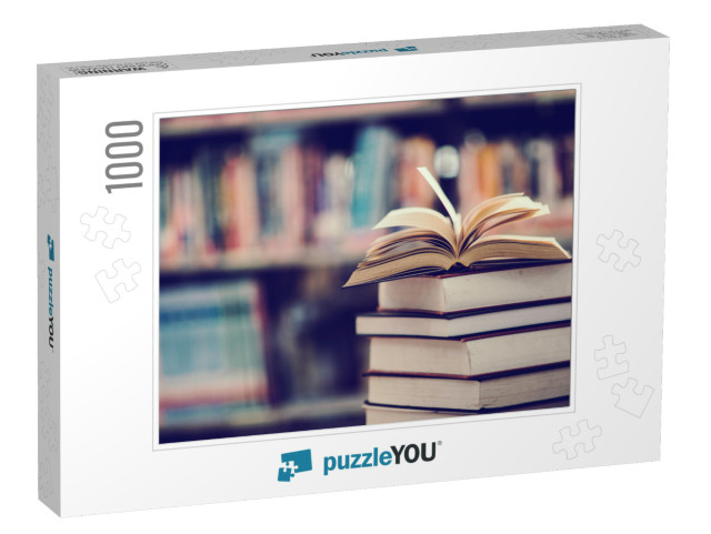 Book in Library with Open Textbook, Education Learning Co... Jigsaw Puzzle with 1000 pieces