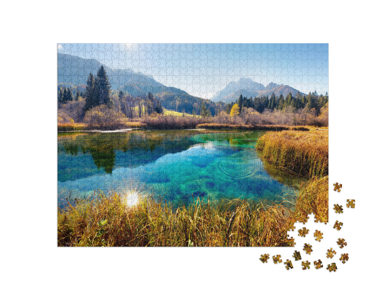 Picturesque Autumn Scene of Julian Alps with Kranjska Gor... Jigsaw Puzzle with 1000 pieces