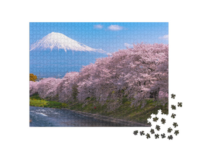 Mount Fuji Mt. Fuji in Springtime Cherry Blossoms Season... Jigsaw Puzzle with 1000 pieces