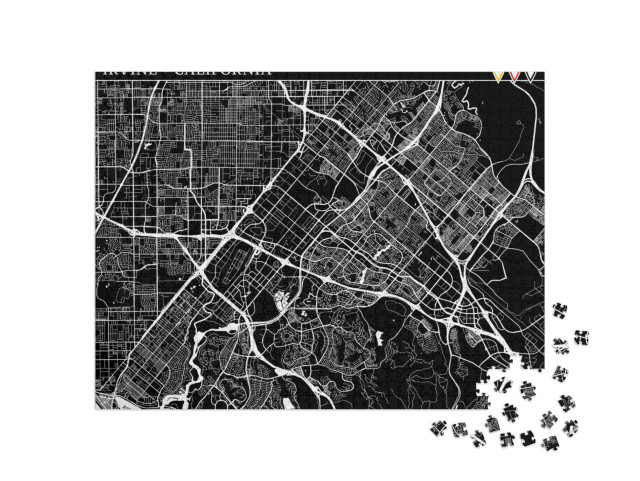 Simple Map of Irvine, California, Usa. Black & White Vers... Jigsaw Puzzle with 1000 pieces